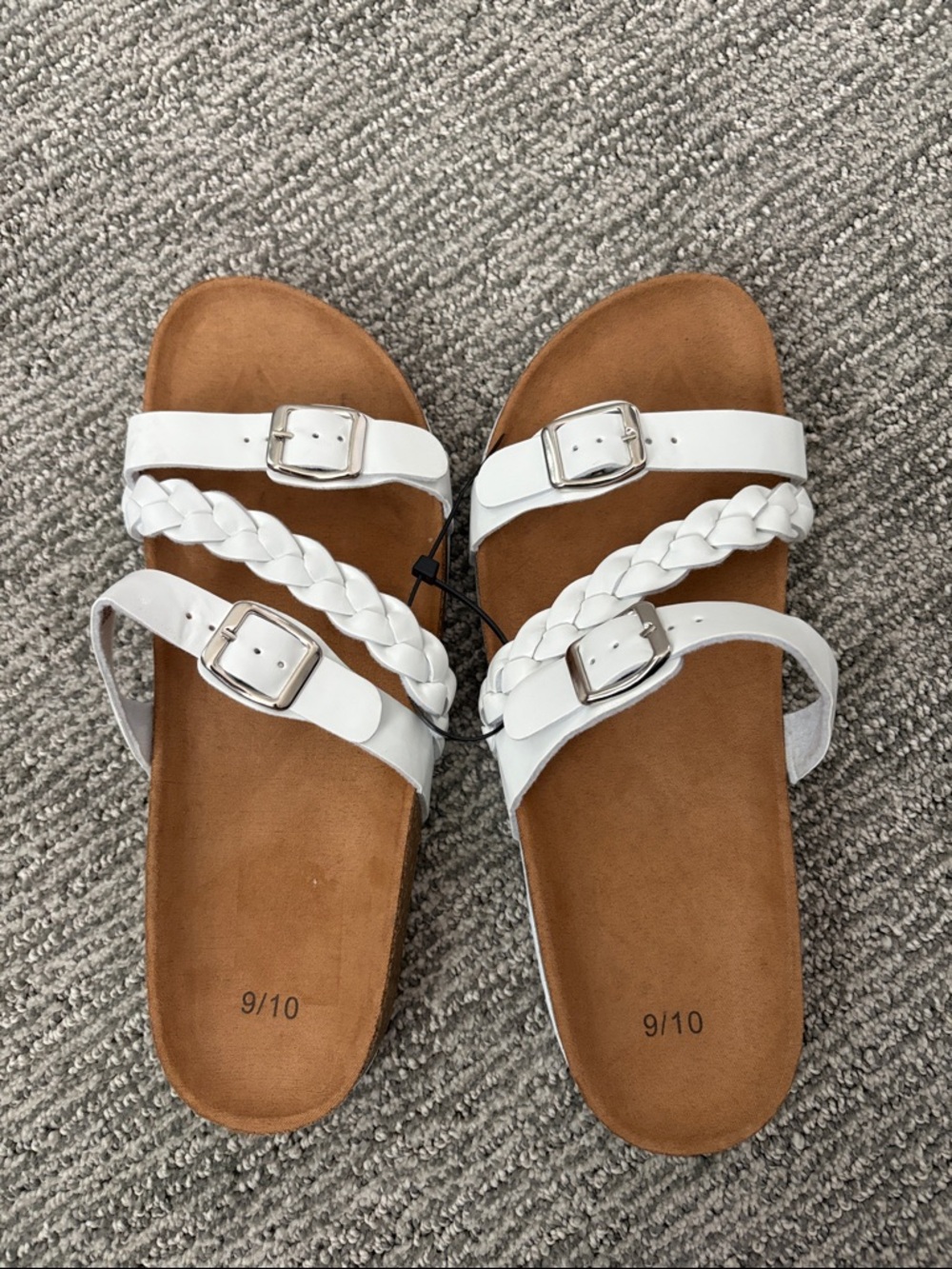 White Braided Double-Strap Women's Sandals